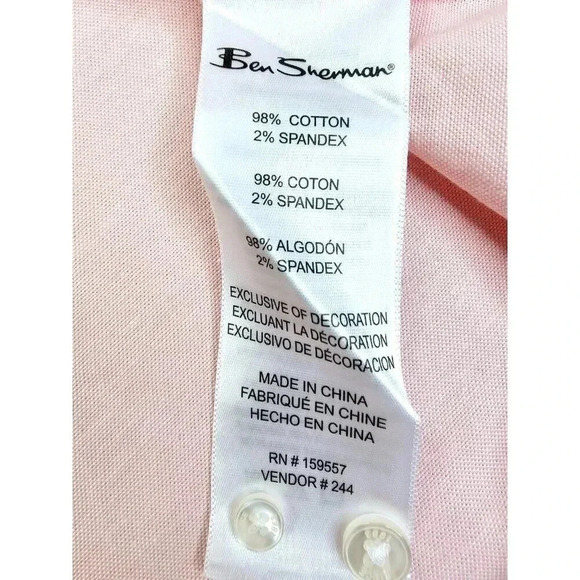 Ben Sherman Stretch Size XL Men Light Powder Pink Logo Tag Button Down Shirt NWT - Picture 7 of 12